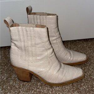 Steven Madden Croc-Embossed Ankle Boots White